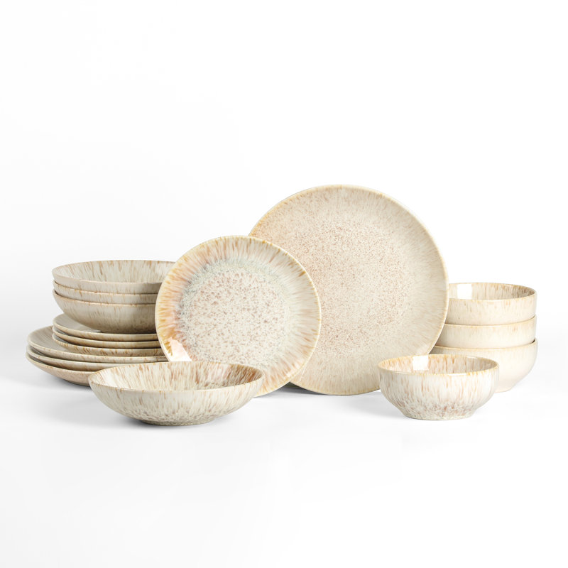 Stone Lain Riley 16-Piece Dinnerware Set Stoneware, Beige