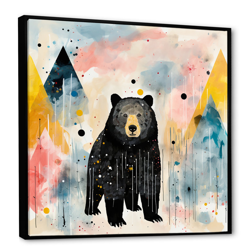 Art créatif, paysage d'ours grizzly I - ours 2, Cadre flottant noir, H 16 po x l 16 po x P 1 po