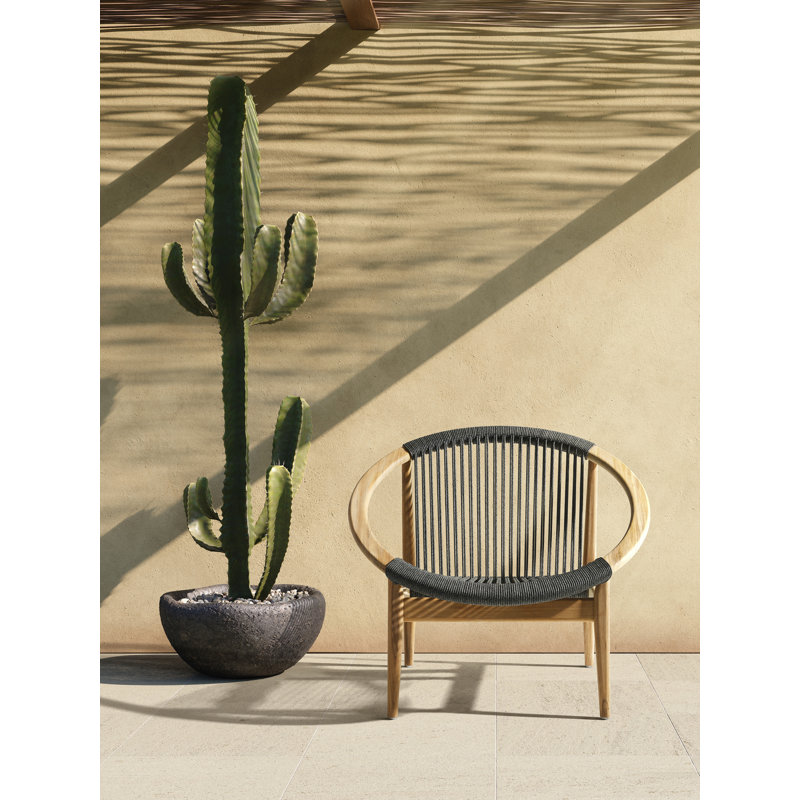 Frida Outdoor Lounge Chair, Black/Oak