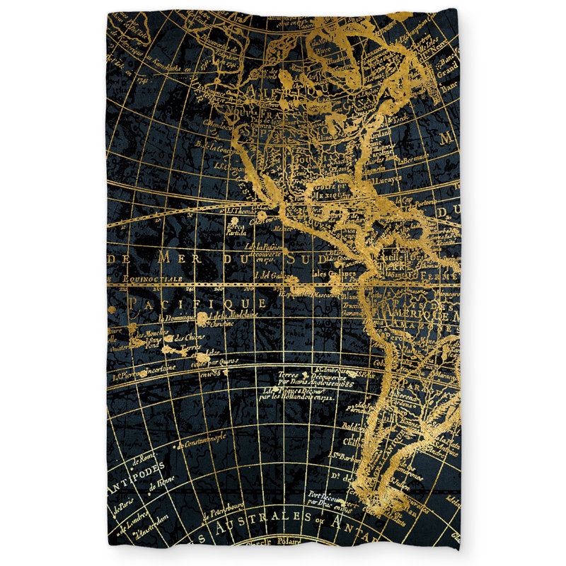 Blue and Marine World Map Globe Duvet Cover | Industrial Decor