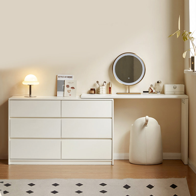 L-shaped Solid Wood Desk with Movable Body