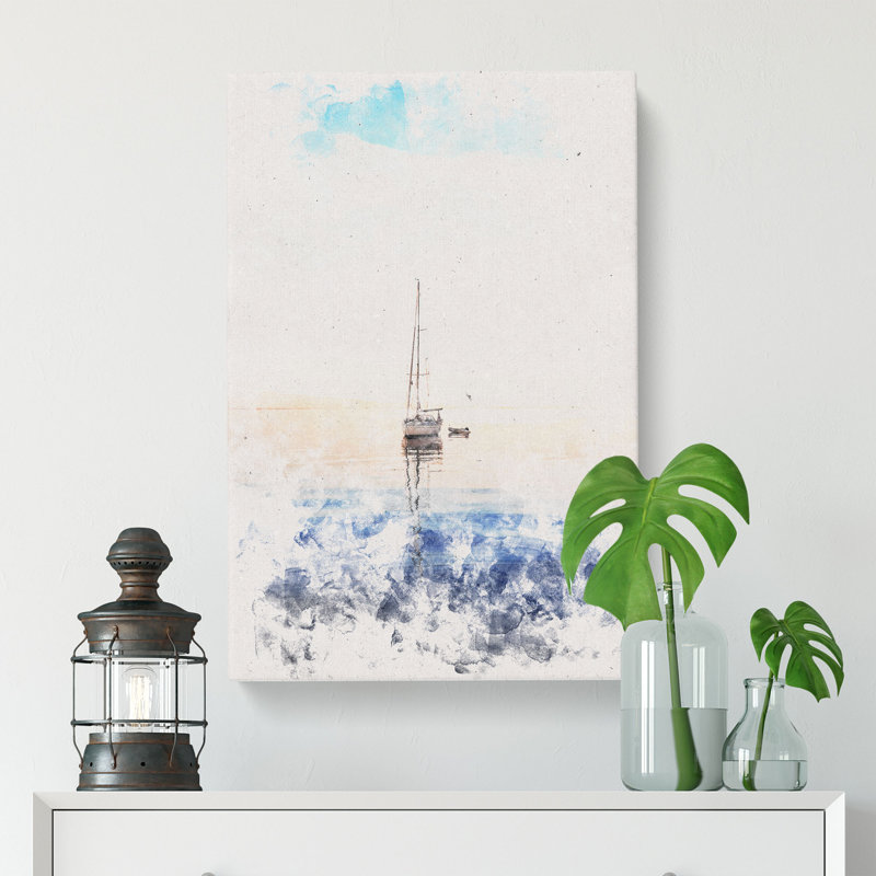 Lone Sailboat - Wrapped Canvas, 50cm H x 35cm W x 3cm D