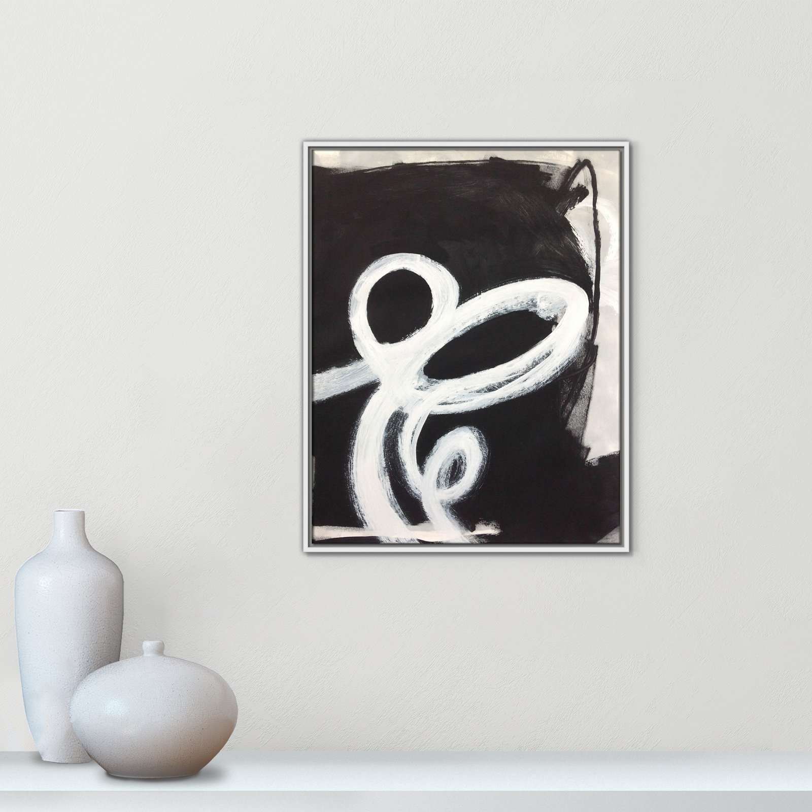 Bronte "Swirly Swirls II" Print, White Floater Framed, No Mat, 29.5" H x 23.5" W x 2" D
