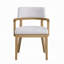 Ensemble de 2 fauteuils de salle à manger semi, dossier incurvé, tissu blanc, brun