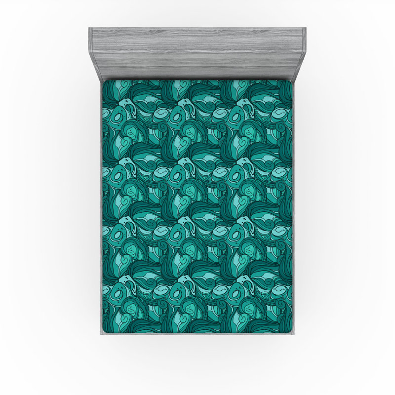Ensemble de 2 draps-housse dégradés Ambesonne bleu sarcelle très clair bleu pâle et blanc