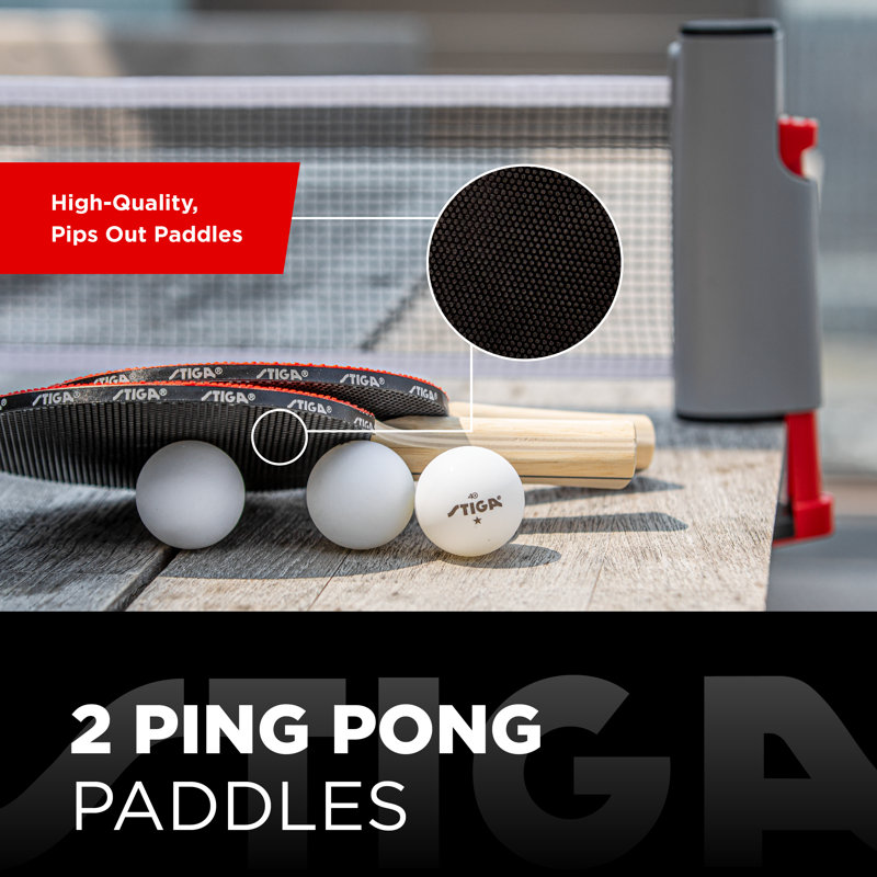 STIGA Anywhere Retractable Net Set - Includes 2 Paddles + 3 Ping Pong Balls