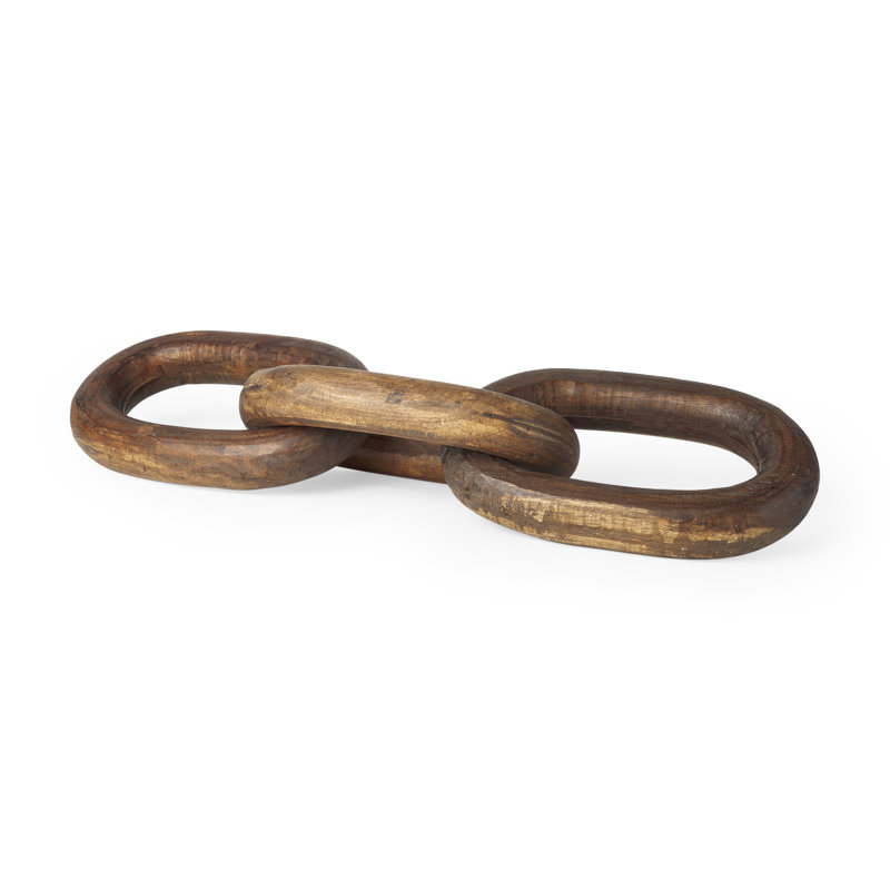 Grand maillon de chaîne en bois Artemi, Brun, 2" H x 21" W x 9.5" D
