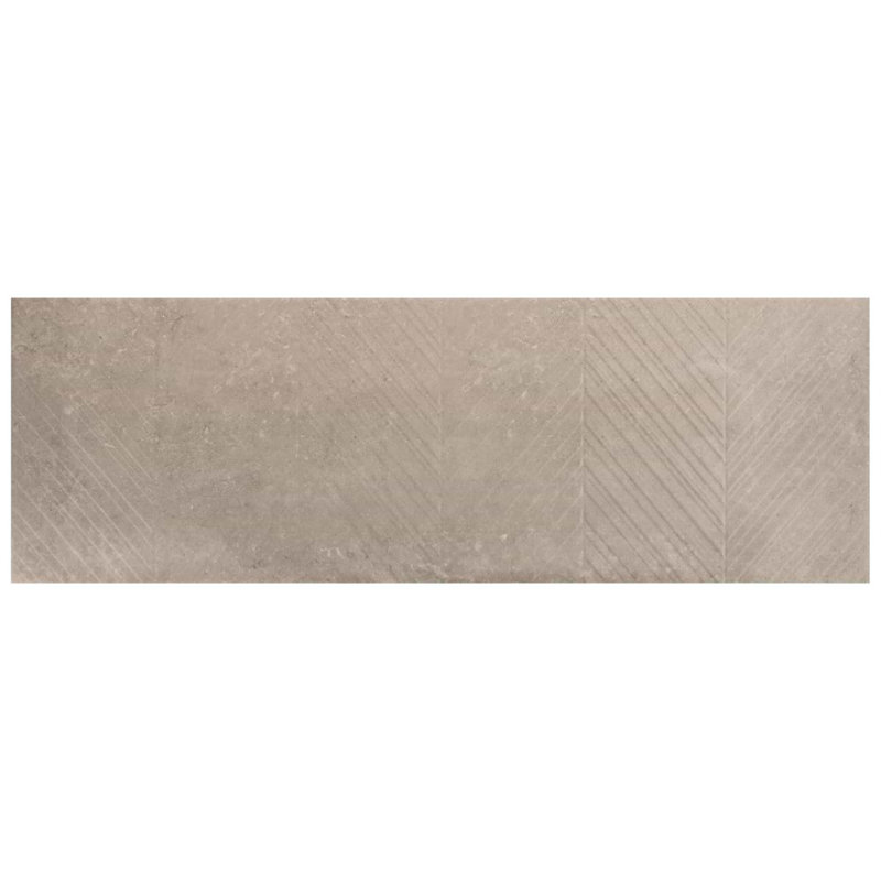 Stoneside 12x36 Chevron Textured Matte Ceramic Tile, Cream Beige