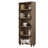 71" Farmhouse 5-Tier Wooden Bookcase with Open Shelves, Rustic Storage Bookshelf with Metal Accents for Living Room, Office & Bedroom