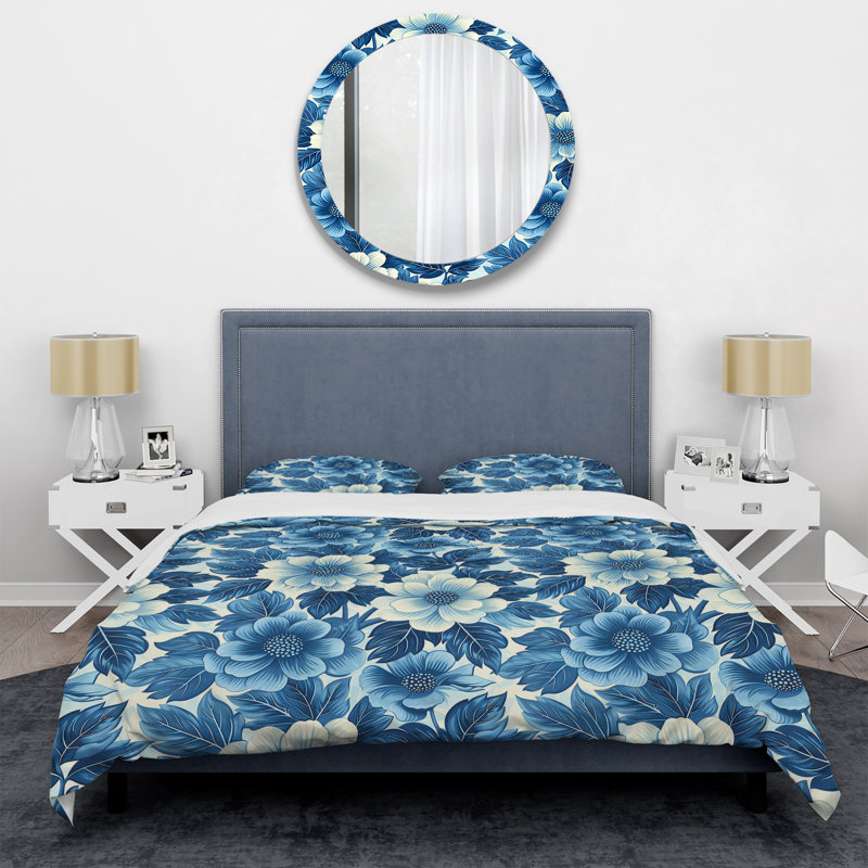 Ensemble de housse de couette Cobalt Blue Floral Transitional V - Transitional