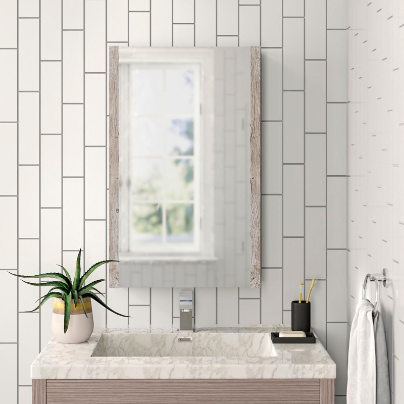 Walker 500 mm W 800 mm H Surface Framed Mirrored Bathroom Cabinets 3 Shelves with Mirror, 80cm H x 50 cm W x 16cm D