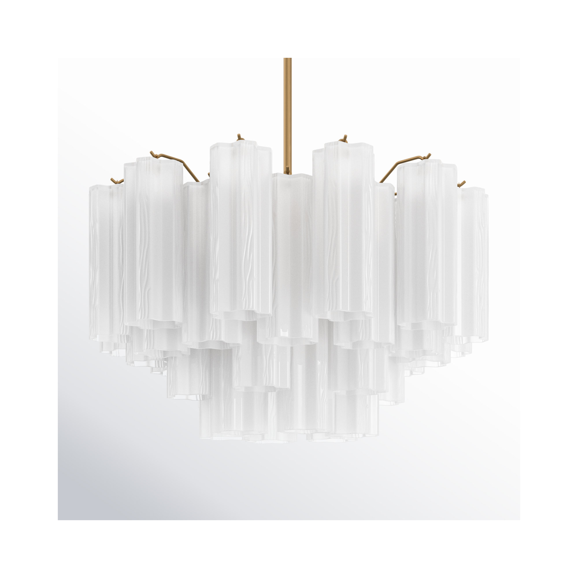 Arras Dimmable Tiered Chandelier, Aged Brass, 14.25" H x 22" W x 22" D, Milk White