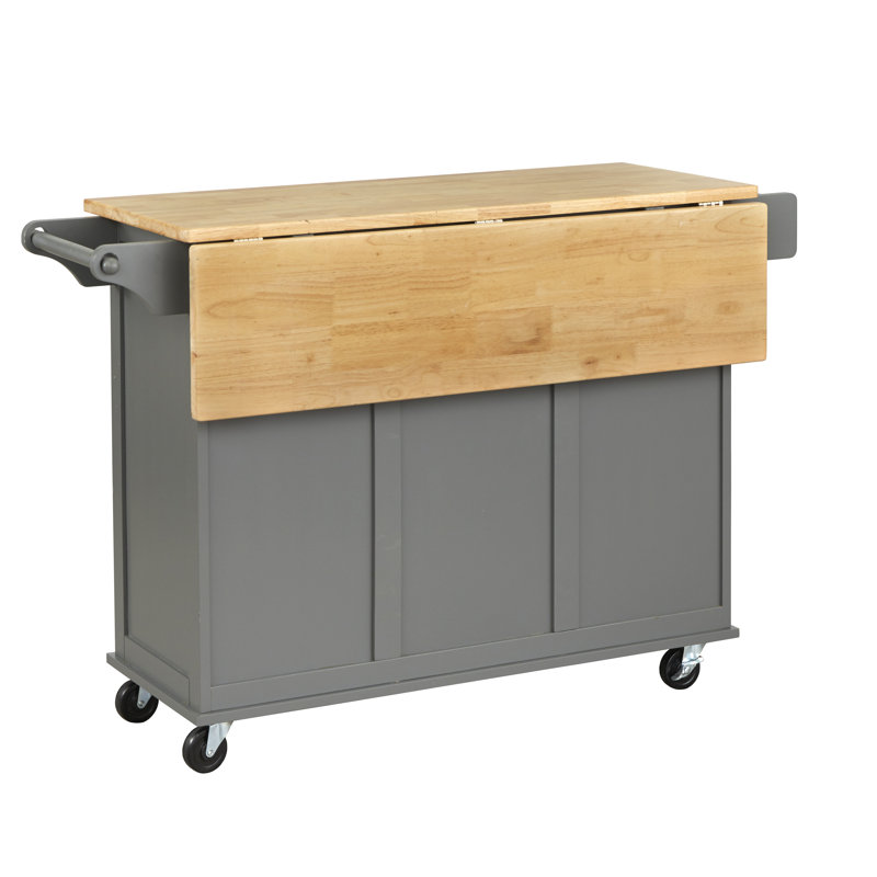 Hardiman 53.75" Kitchen Island with  Locking Wheels, Charcoal