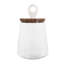 Petit pot en verre transparent avec bois de manguier et couvercle en marbre-400936425