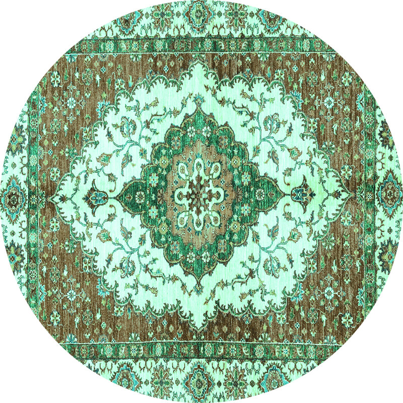 Washable Abstract Indoor Rug, Round 5'