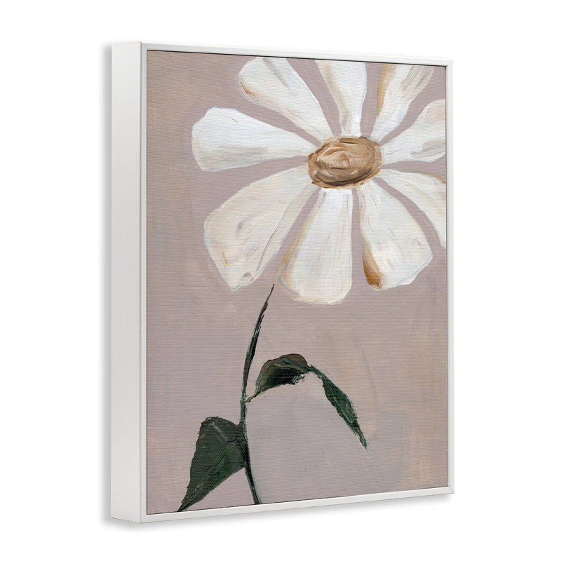  «Simple Daisy Sprig», art de la giclée encadrée par Nikita Jariwala, H 30 po x l 24 po, Giclée encadrée blanc bord de mer