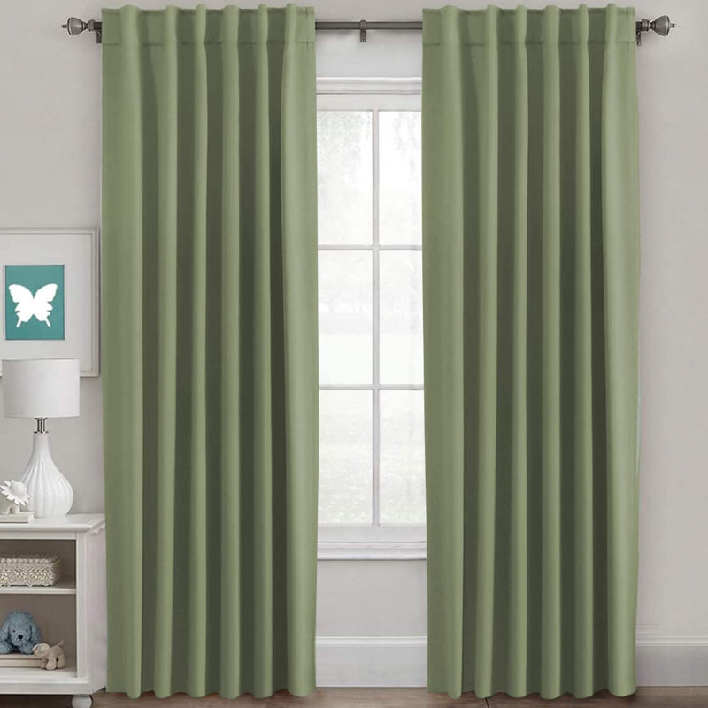Blackout Solid Back Tab/Rod Pocket Bedroom Draperies Thermal Insulated Window Treatment Panels Room Darkening Blackout Drapes for Living Room