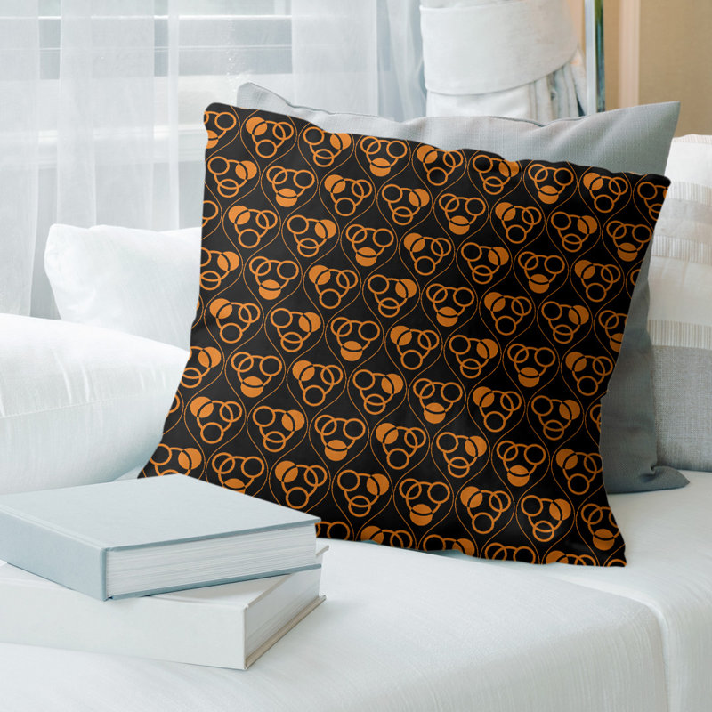 Coussin décoratif 14 po, 14 po x 14 po, Noir / Orange