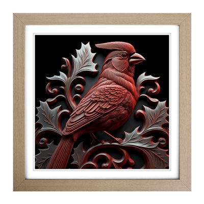 Cardinal Bird Ornamental Art - Framed Print
