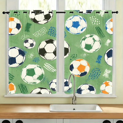 2 pièces rideaux occultants à motif de football, rideaux obscurcissant à isolation thermique de conception artistique, panneaux de rideau obscurcissant à isolation thermique pour le salon, la cuisine, la salle de jeux