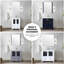 Meuble-lavabo double bleu marine 84 po W, avec armoires latérales, robinet, comptoir en céramique blanche, 22 miroirs et surface à gratter, robinet, teinture