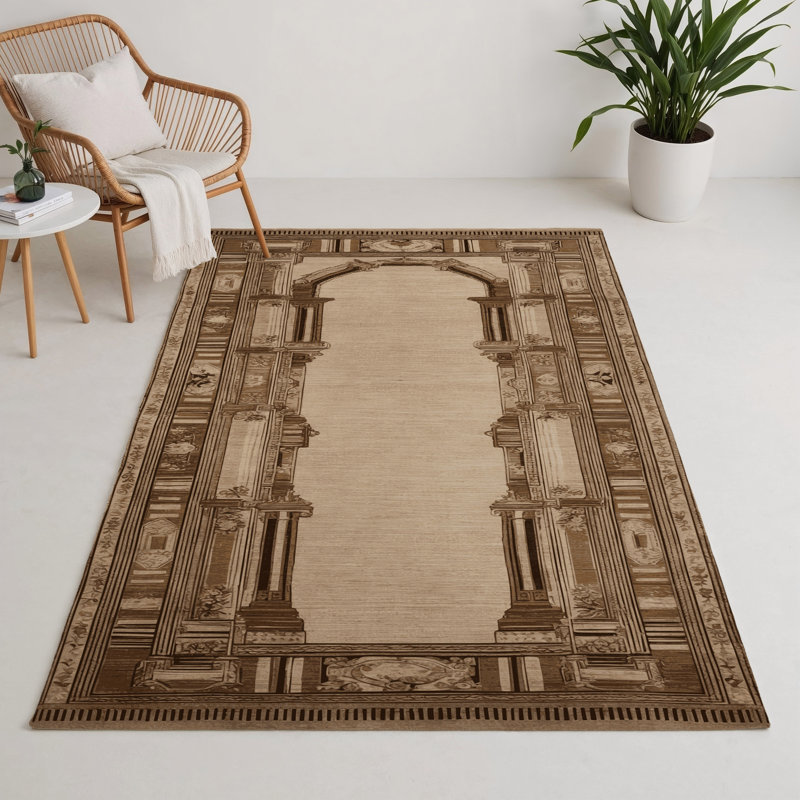 Tapis d'intérieur et d'extérieur brun français, Rectangulaire 3 pi x 5 pi