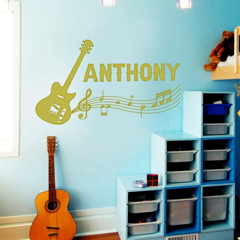 Adhésif décoratif guitare personnalisée, H 13 po x l 22 po, Or