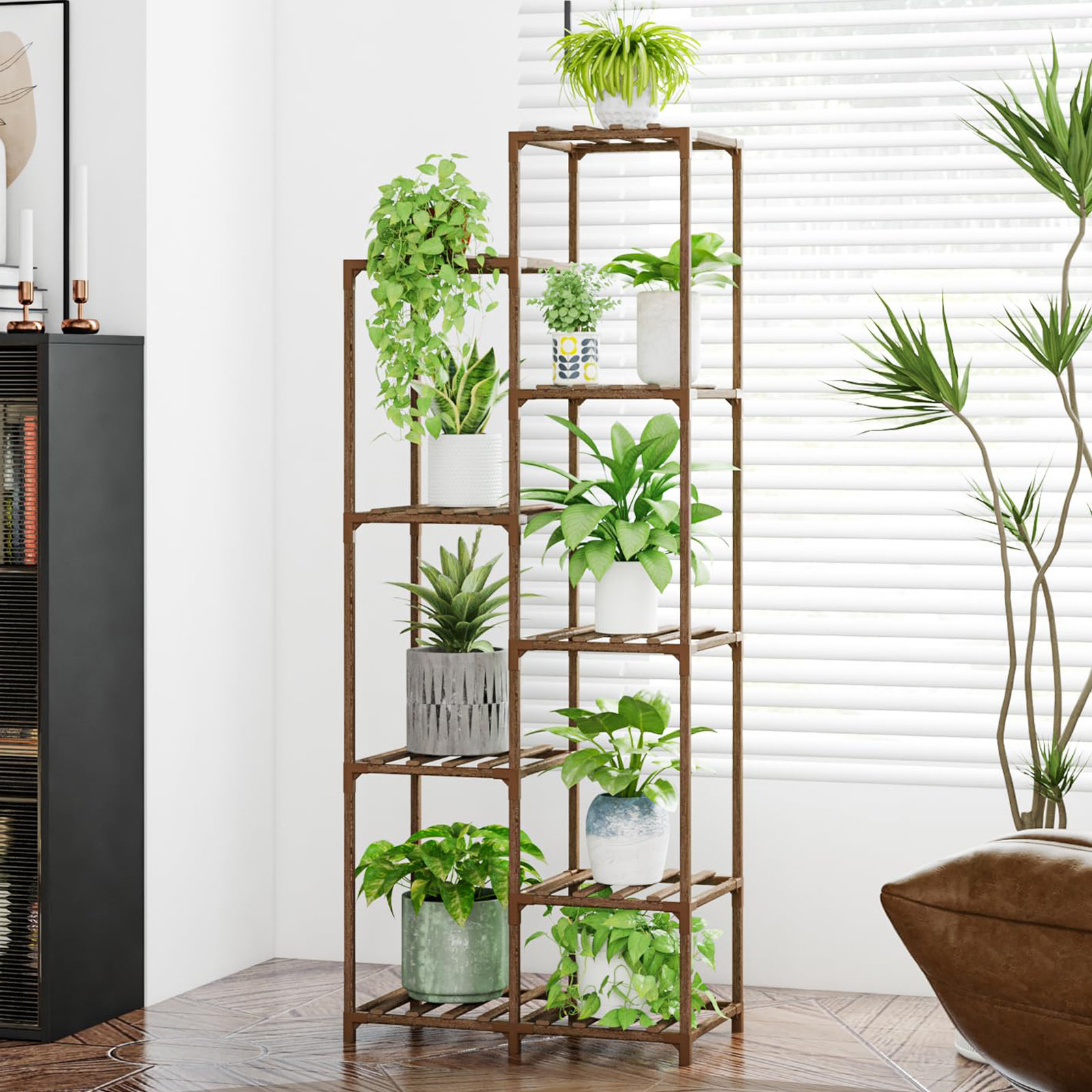 Arlmont & Co. Plant Stand Indoor Tall Plant Shelf Outdoor Corner Plants ...