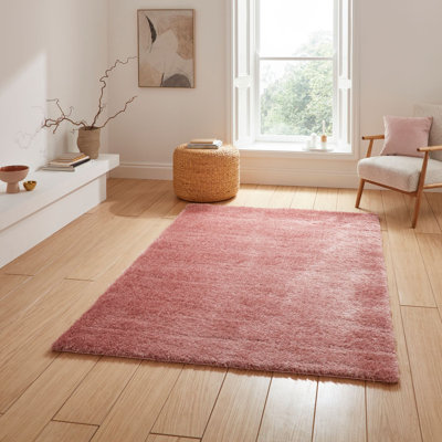 Lux Shaggy area rug Machine Woven Rectangle Blush