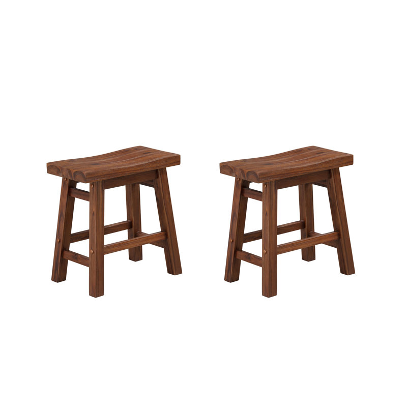 Tabouret Alessandro, Châtaignier brossé au métal, Petit tabouret (siège d'une hauteur de 18 po), 2