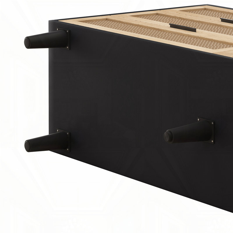 Armoire à tiroir en rotin 51,18 po, Noir