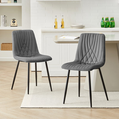 50cm H Velvet Upholstered Metal Side Chair