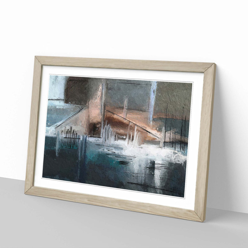 Abstract Vol.329 by S.Johnson - Single Picture Frame Painting, Oak Framed, 45cm H x 63cm W x 2cm D