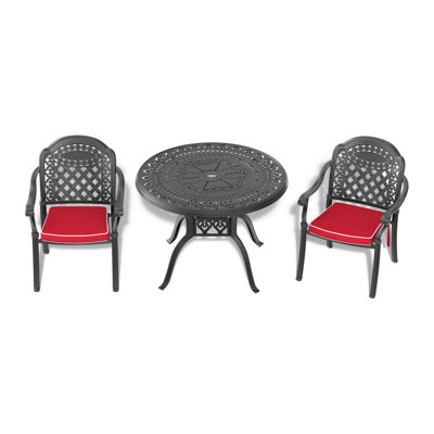 3-Piece Set Of Cast Aluminum Patio Furniture With Cushions