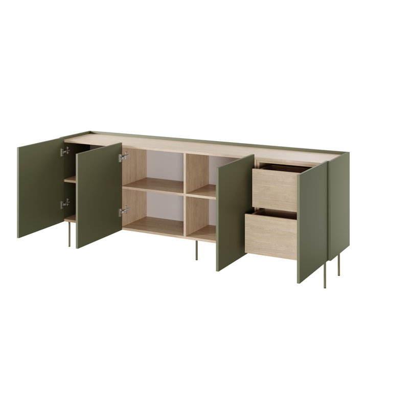 Caparro 220 Cm Wide 2 Drawer Sideboard, Olive
