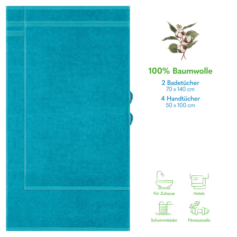 Rensina 100% Cotton Midweight Mulit-Size Set, Türkis