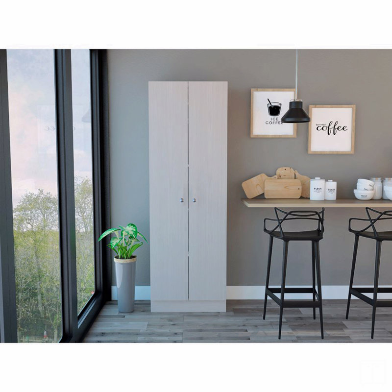 Rectangle 2-Door Storage Tall Cabinet, Oak