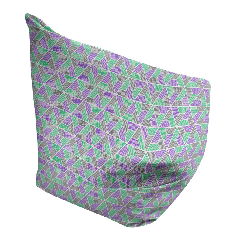 Fauteuil à billes Leffel, H 38 po x L 42 po x P 29 po, Pouf fauteuil, Gris foncé/vert marin/violet