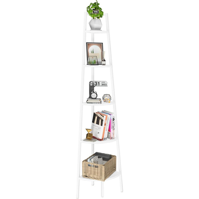 5-Tier Corner Bookshelf With Frame, ...