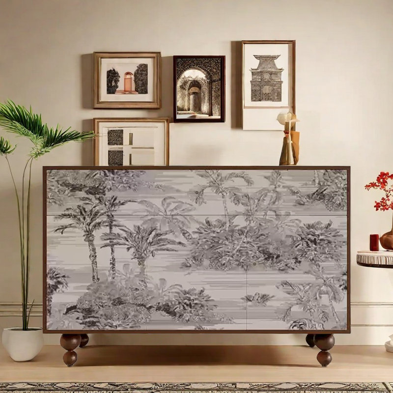 Armoire moderne pour vestibule et buffet, Noyer / noir / blanc