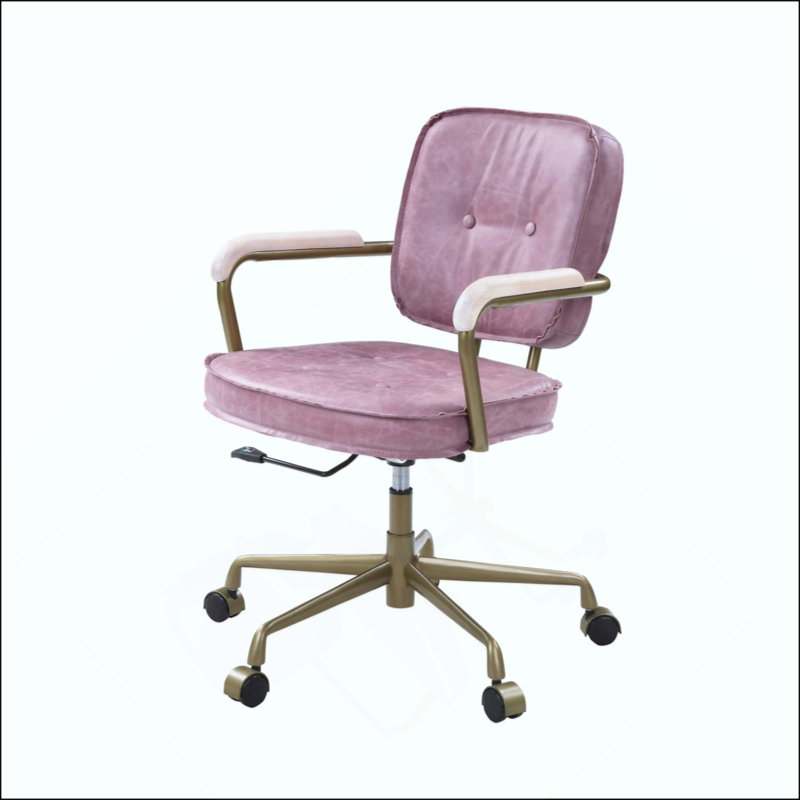 Chaise de bureau en cuir fleur, Rose