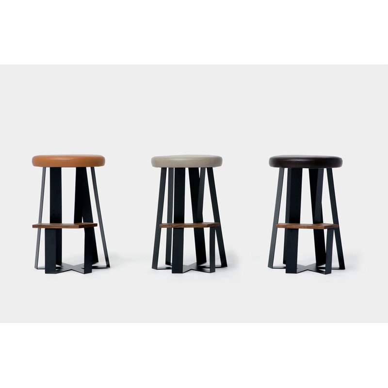 Stool with Metal Frame, Blackbean