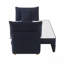 Canapé-lit modulaire en velours bleu avec 3 coussins décoratifs