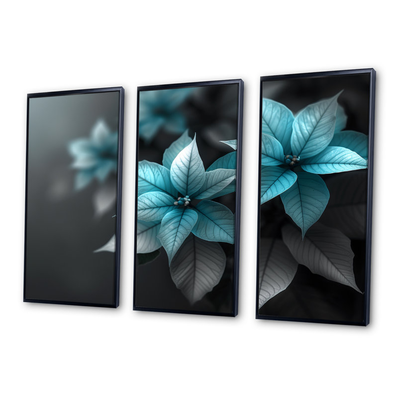 Gassett - Ensemble d'art mural poinsettias, H 28 po x l 36 po x P 1 po, Toile avec cadre flottant noir