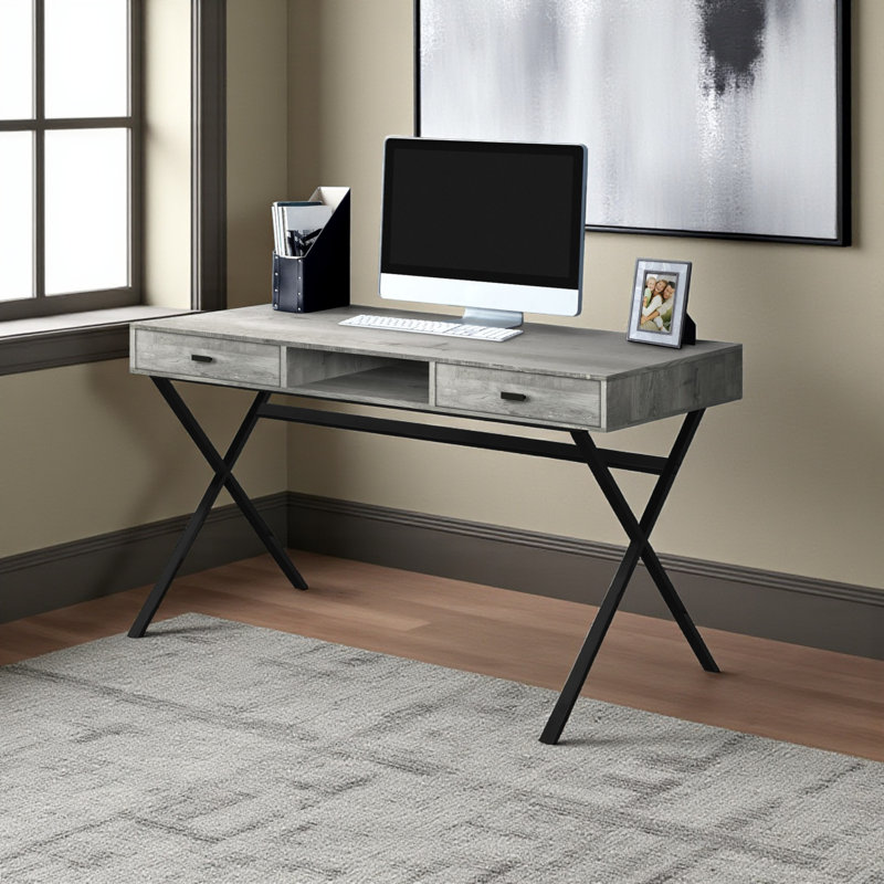 Cowarts Computer Desk, Home Office, Laptop, Storage Drawers, 48"L, Work, Metal, Laminate, Gray