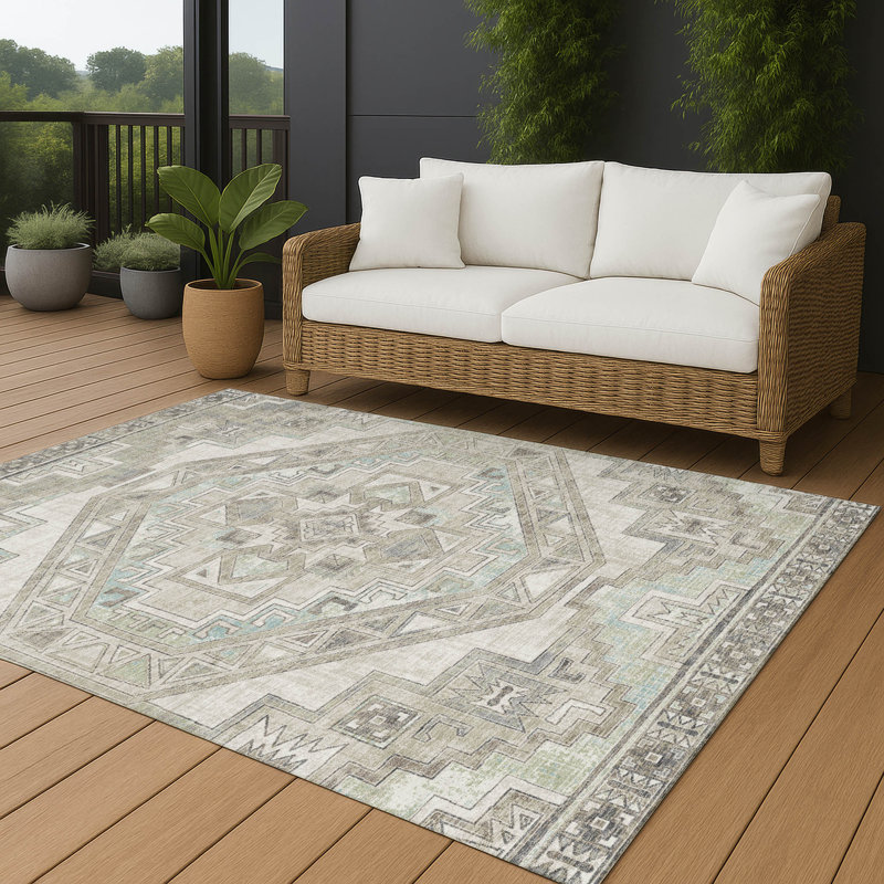Machine Washable Indoor/Outdoor Chantille ACN2794 Global Rug, Ivory, 9' x 12'