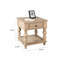Table de bout carrée Cherie, 1 tiroir, tablette, blanc clair délavé, 24 po