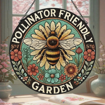 Pare-soleil rétro en verre coloré avec abeilles