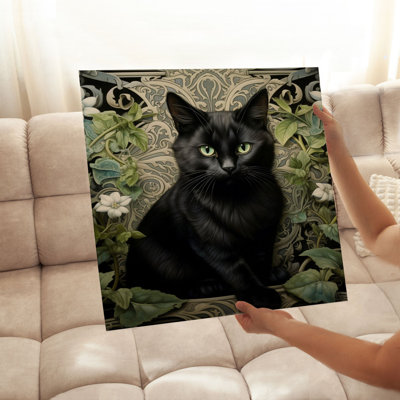 Animals William Morris Black Cat VI Cottage Unframed Art Print