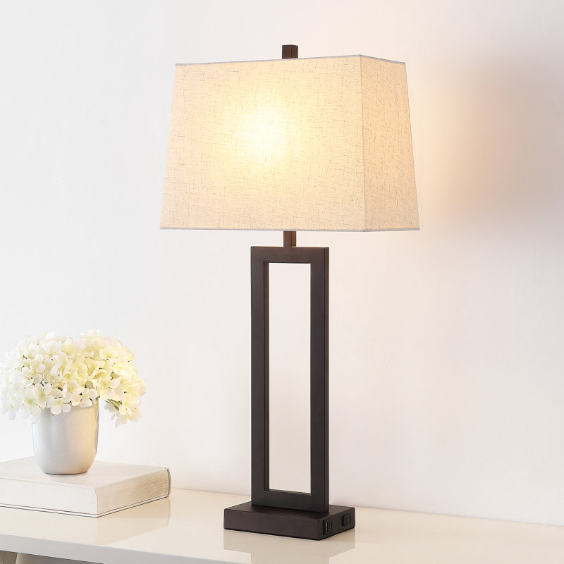 Lampe de table simple 28,5 po, Brun, Brun
